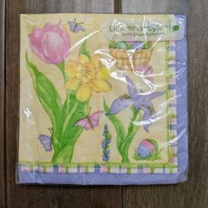 4/$20 new easter melody napkin sally eckman roberts orchid tulip egg butterflies